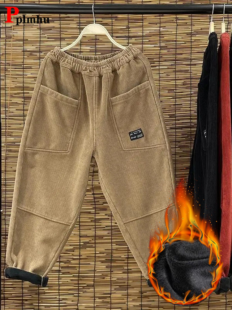 سروال قصير عالي الخصر للمرأة ب - مراجعة Corduroy Pant Warm وسعره