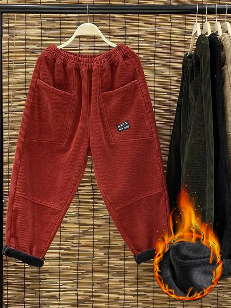 سروال قصير عالي الخصر للمرأة ب - مراجعة Corduroy Pant Warm وسعره